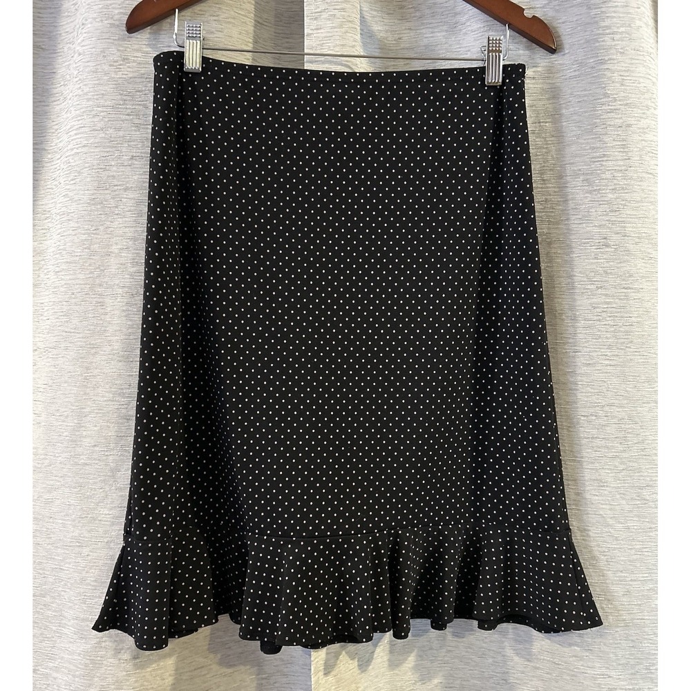 VTG Y2K KC Stevens Polka Dot Ruffle Skirt Petite‎ Med